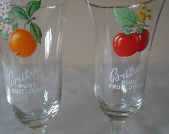 vintage britvic fruit juice glases