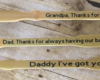 Personalized wooden bambo back scratchers ! Perfect gift for dad , grandpa , grandma !! Add kids names to the back too ! Father's Day