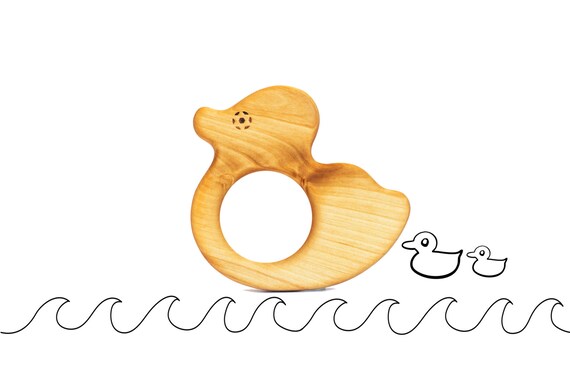 Baby Shower Gift - Natural Teether - Duck Toy Teether - Organic Baby Toy - Baby Christmas Gift