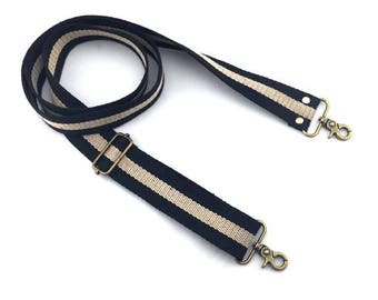 belt banduliere cotton 1 x 38mm bi - color black-ecru D35