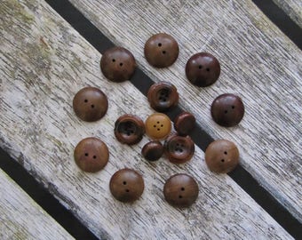 Set 16 Large Wooden buttons supplies craft buttons vintage buttons USSR button wood buttons doll making button sewing buttons old