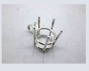 9mm - 15 mm Round Pre-Notched Sterling Silver 5-Prong Pendant Basket Mounting