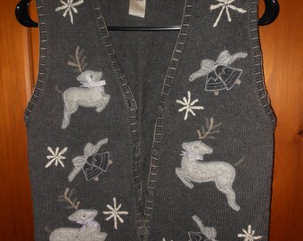 80s womens ugly Christmas holiday sweater vest - small - vintage 1980's