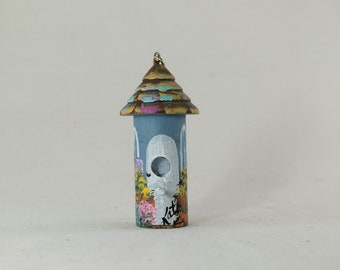 Fan Light Pull ,Blue and White , Hand Painted with a lot of Flowers