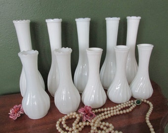 Milk Glass Bud Vases Set of 10 Weddings Vase