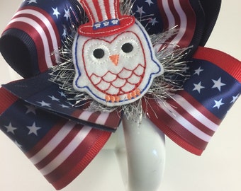 Stars and stripes, American flag, Patriotic, Fascinator, Hair bows, Forth of july baby, 4th of July, Baby headband, Red white and blue,