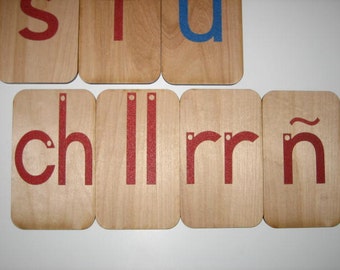 Lowercase Sandpaper Letters Spanish on 3"x5" birch wood