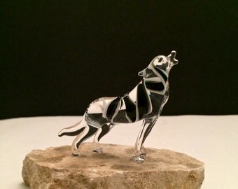 Handblown Glass Lone Wolf Sculpture (Small)