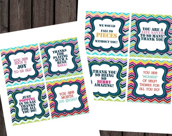teacher or employee appreciation candy tags, 28 different candy tag sayings, candy awards, printable, instant download at purchase, square