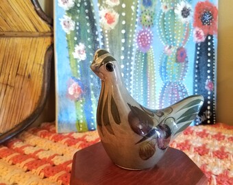Mexican Vintage Tonala Bird/Pigeon Folk Art Pottery Bird/Bird Sculpture/Bird Figurine Hand Painted