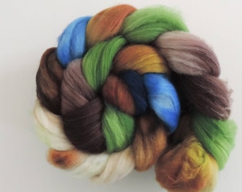 merino nylon,Moor Dragon, superwash sock blend, top,handpainted fiber for spinning,3,5oz