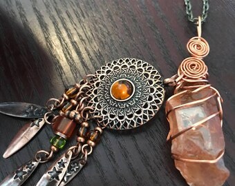Tangerine Quartz Crystal Necklace**CLEANSED AND BLESSED