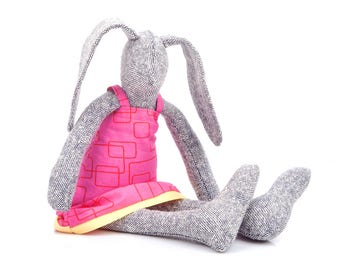 Stuffed bunny , plush rabbit toys , ragdoll , stuffed toy , easter gift for toddlers , bunny fabric doll , babyshowe softie , cuddling bunny