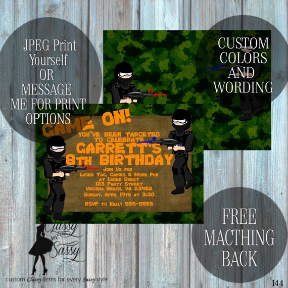 Laser Tag Birthday Party Invitation, Laser Tag Party Invitation, Lazar Tag Party Invitation, Kids Birthday invite 144