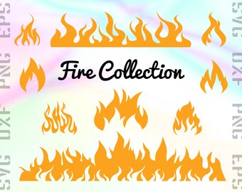 Fire SVG Files - Fire Clipart - Flames Cricut Files - Fire Dxf Files - Fire Cut Files - Fire Png - Flames Silhouette - Svg, Dxf, Png, Eps