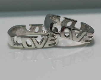 Handmade Solid Silver Double Sided LOVE Ring