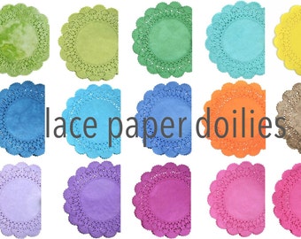 Lace Paper Doilies Cambridge style - Choose your colors Hand dyed doily Tea party round doilies Weddings, Quinceanera, Sweet Sixteen Showers