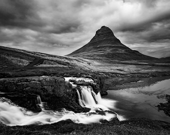 Kirkjufell and Kirkjufellsfoss - Iceland in B&W