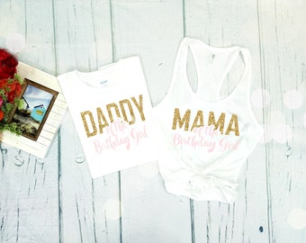 Mama of the Birthday Girl Shirt, Pink and Gold Birthday Girl Mom Shirt, Birthday Mama Shirt, Mom of the Birthday Girl, Mom Tank Top