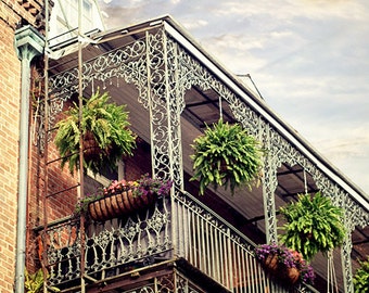 New Orleans Art Photography. French Quarter "Pretty NOLA" Picture. Louisiana balcony, Architecture, 8x10, 11x14, 16x20, 20x24, 24x30, 24x36