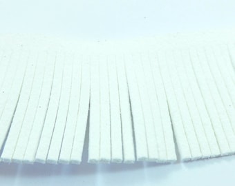 25mm Flat White Suede Fringe Trim/2 meters