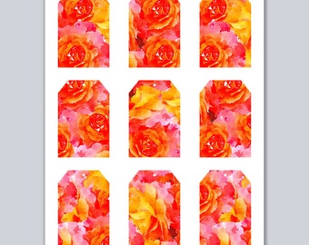 Watercolor Roses Printable Tags, Instant Download, Printable Downloads, printable gift tags, printable favor tags, Floral Printable