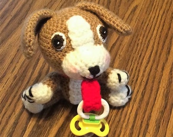 Crochet Beagle Puppy Pacifier Holder
