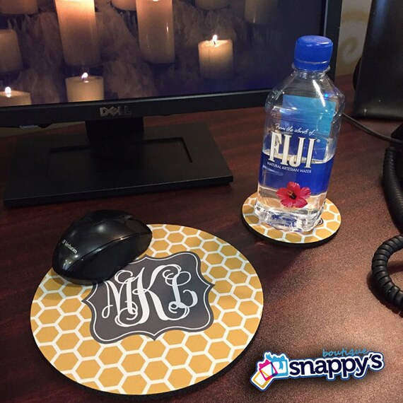 Personalized Round Mouse Pad and Matching Coaster Teacher