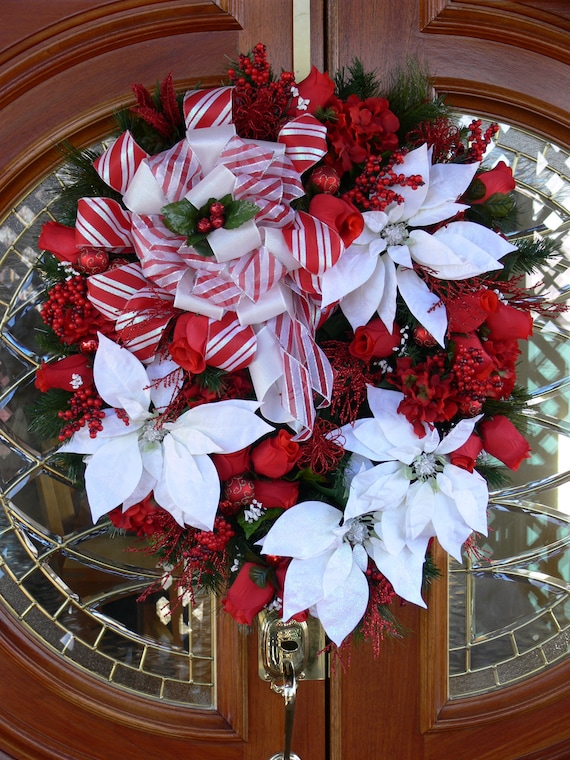 Items Similar To Extra Large Christmas Wreath Winter Decoration Red ...