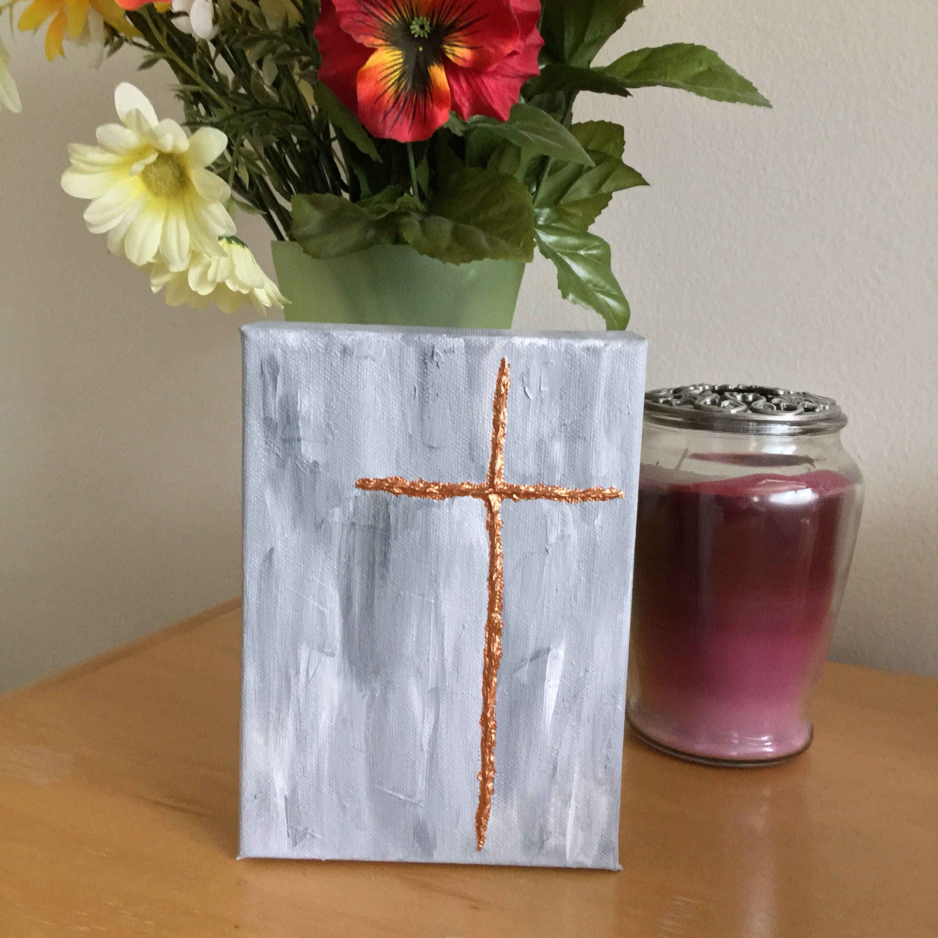 Wedding Gift 5 x 7 Textured Cross Painting Religious