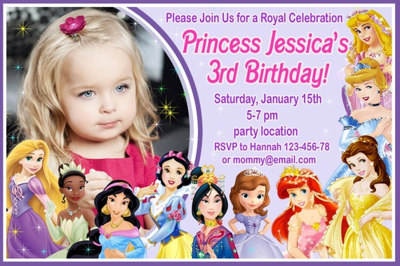 SALE Disney Princess Birthday Invitation Disney Princess