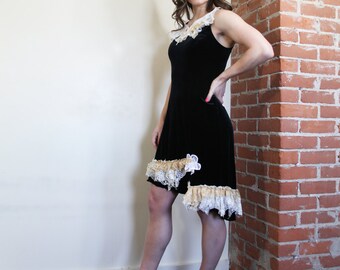 upcycled dress XS - S upcycled clothing, velvet dress . interlude