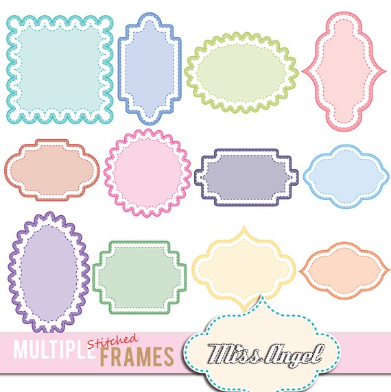 coloured frames clip art 12 digital stitched labels 6