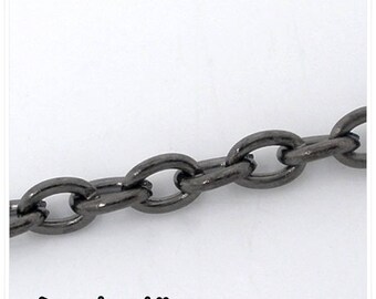 1 meter - Gunmetal chain, gunmetal 4mm x 2.5 mm chain metal 4 mm x 2.5 mm dark grey