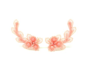 Vintage 1950s Clip on Earrings | Petal Earrings | Floral Pink Earrings | Crawler Clip Earrings | Clip on Earrings | Vintage 1950s Earrings