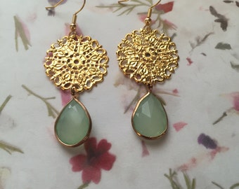 Green Teardrop Earrings