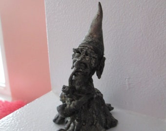 Vintage Gnome Troll Elf Garden Pewter Lead Metal Garden