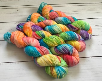 Skittles Hand Dyed Superwash BFL/ Nylon Sock Yarn