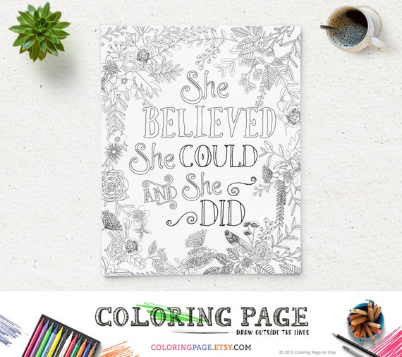 She Believed She Could Quote Coloring Page She Believed She Could Quote Coloring Page