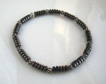 Magnetic Hematite Stretch Bracelet Gunmetal Bracelet Gray Bracelet