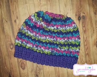 Crochet Messy Bun Hat #3