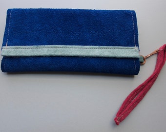 Blue Suede Clutch/Wallet