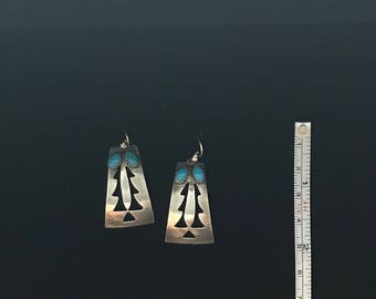 Sterling Silver Earrings Navaho Turquoise
