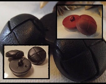3 buttons Brown imitation leather * 22 mm 2.2 cm * Grand * Brown Button sewing electives 0.87 in 2 tones
