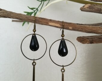 Bronze earrings with enameled sequin