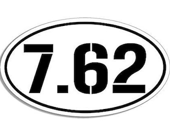 WHITE Oval 7.62 Sticker (762 nato ar-15 ar15 military)