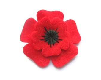 Poppy Brooch Felt, Christmas Felt Brooch, Remembrance Day Poppy Appeal Charity Brooch