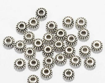 100Pcs Tibetan silver spacer 6mm hole 2 mm within 15 days