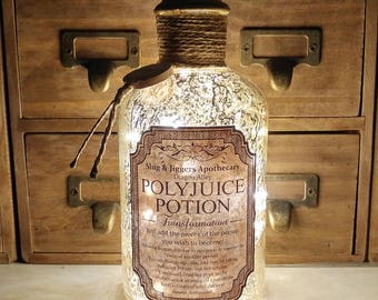 Harry Potter Apothecary Polyjuice Potion Gold Mercury Effect LED Bottle Lamp Light by JayEngrave