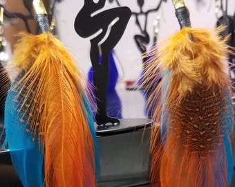 Orange Feathered CUSTOM EARRINGS